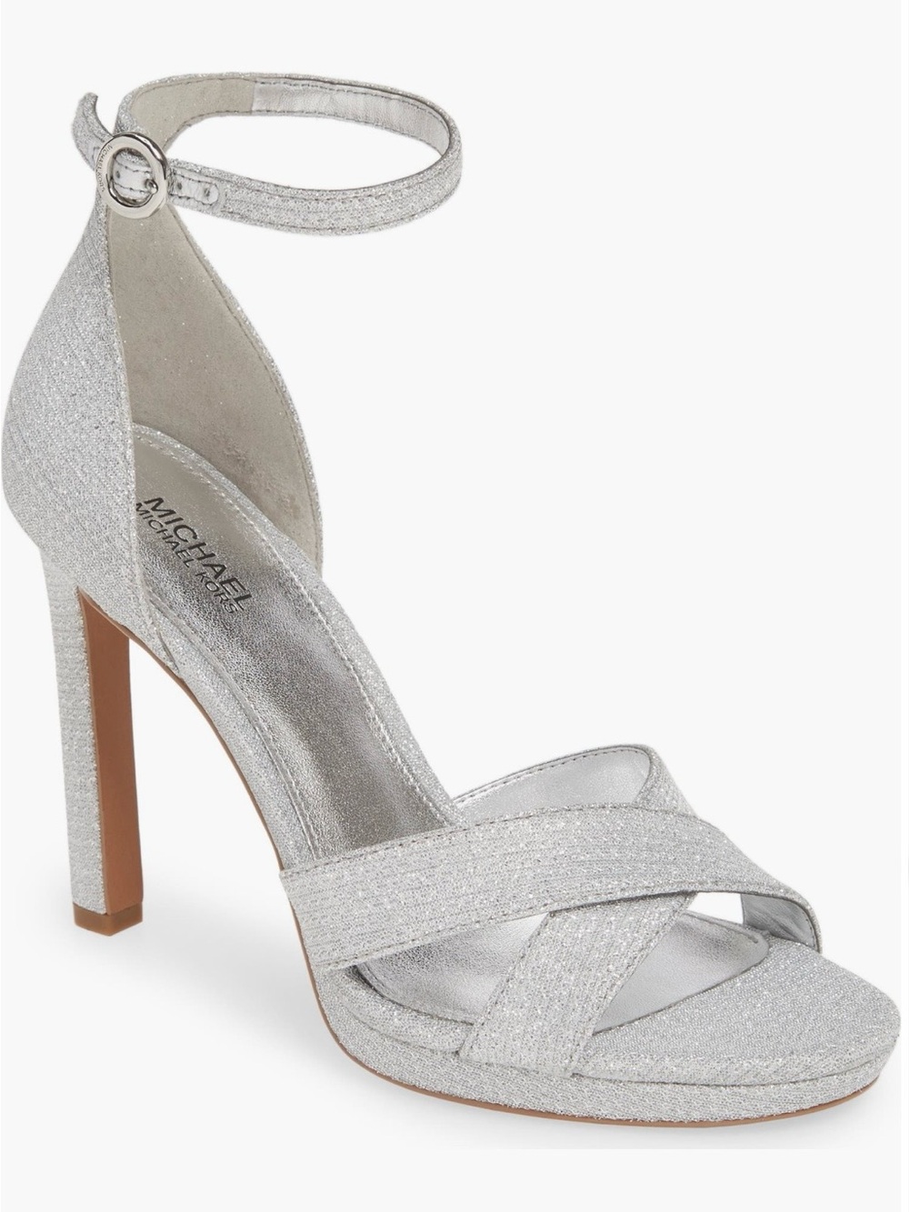 MICHAEL Michael Kors Gold Glitter Ankle-Strap High Heel Sandal-Alexia Halo Sz 8